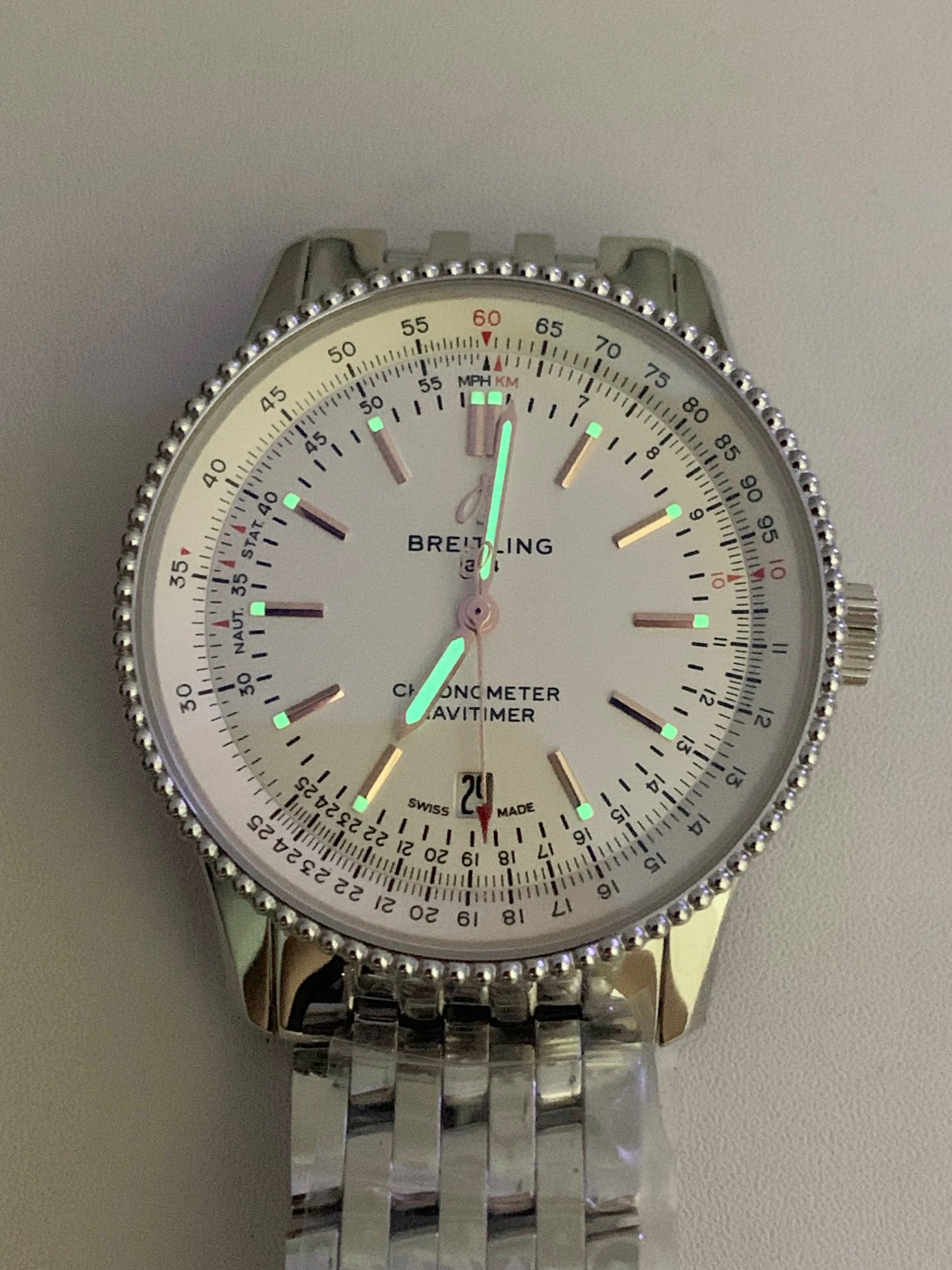 Breitling-Navitimer 1 41mm Date Stainless Steel/Steel White Dial TF A2824 Automatic - Image 10