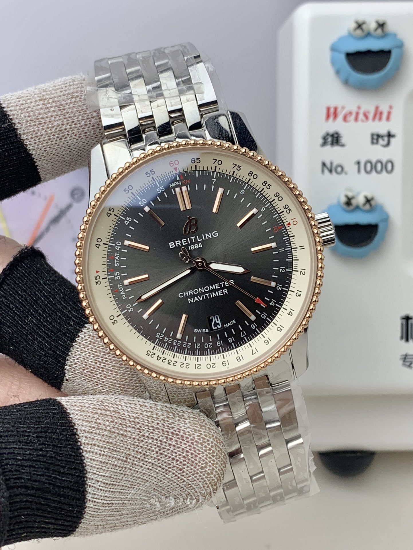 Breitling-Navitimer 1 41mm Date Stainless Steel/Rose Gold/Steel Black Dial TF A2824 Automatic - Image 3