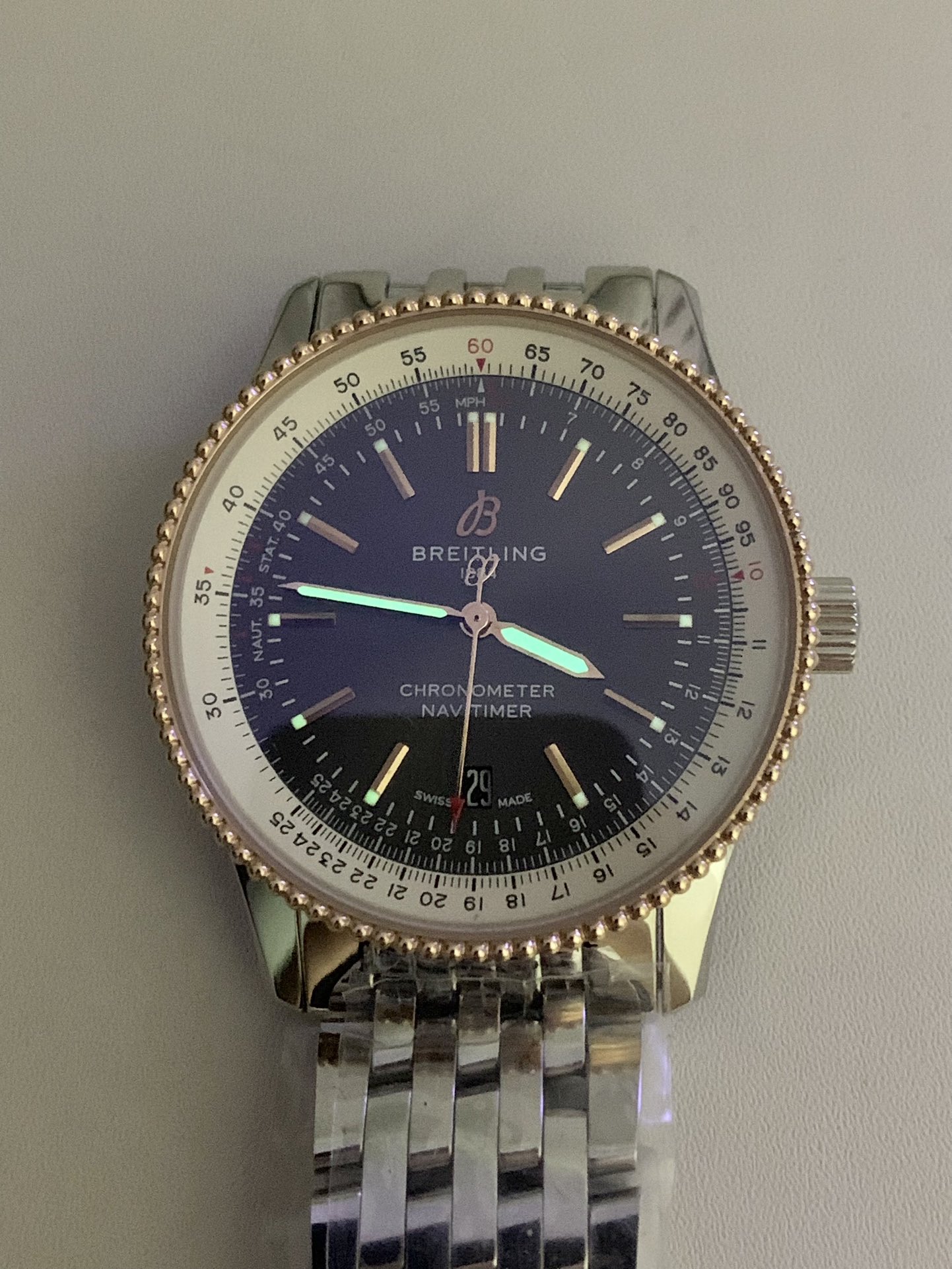 Breitling-Navitimer 1 41mm Date Stainless Steel/Rose Gold/Steel Black Dial TF A2824 Automatic - Image 10