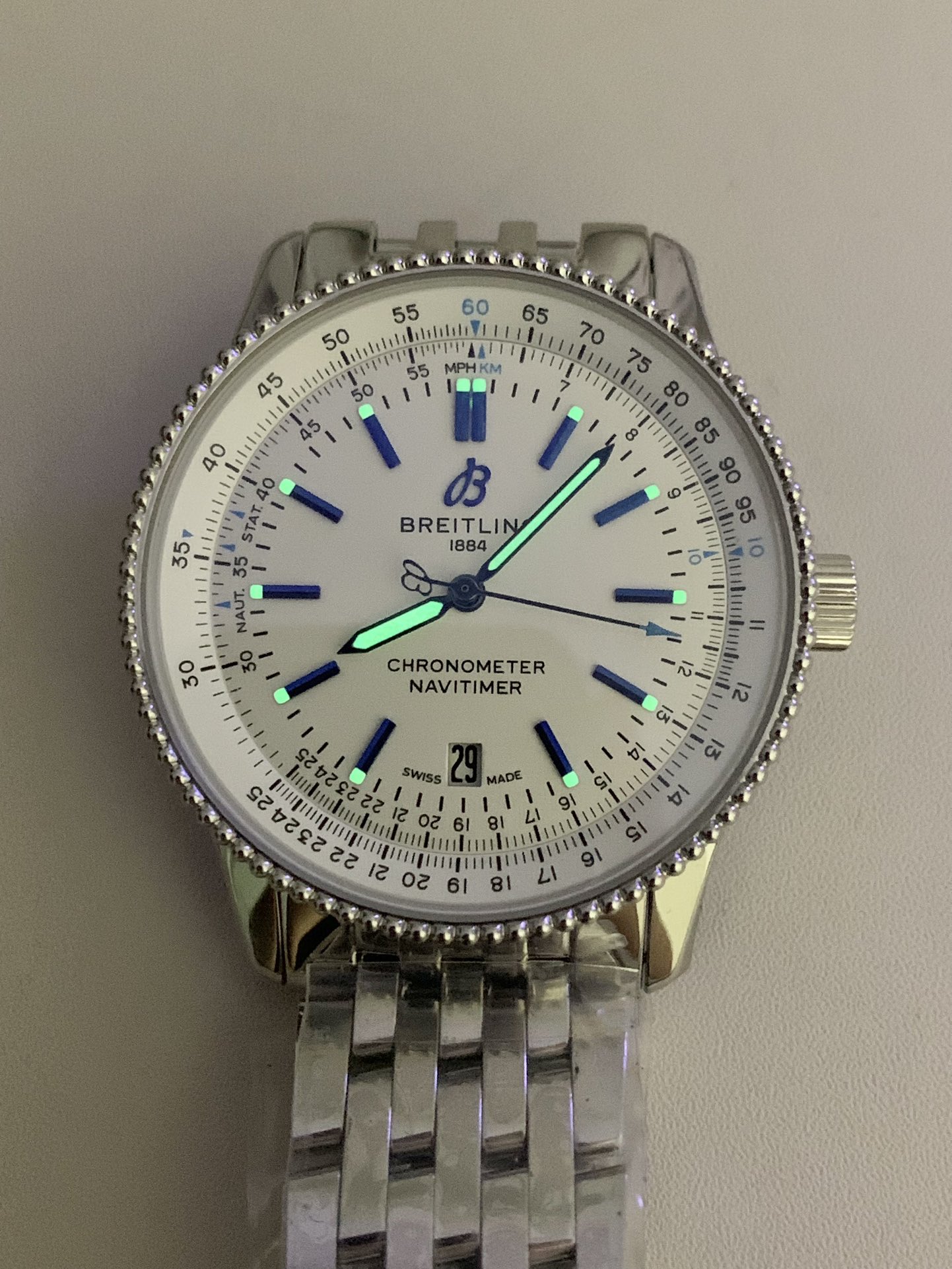 Breitling-Navitimer 1 41mm Date Stainless Steel/Steel White Dial TF A2824 Automatic - Image 10