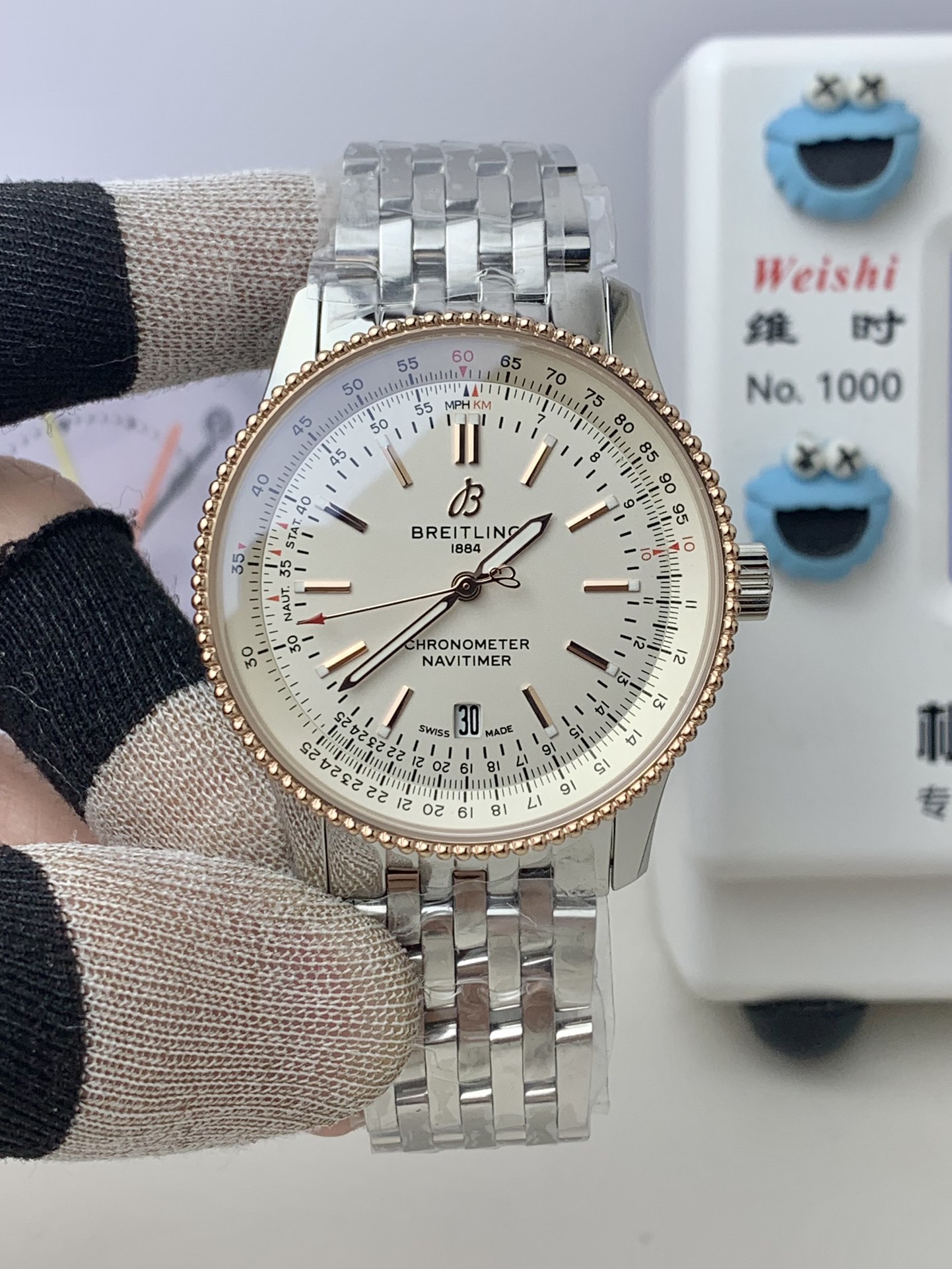 Breitling-Navitimer 1 41mm Date Stainless Steel/Rose Gold/Steel White Dial TF A2824 Automatic