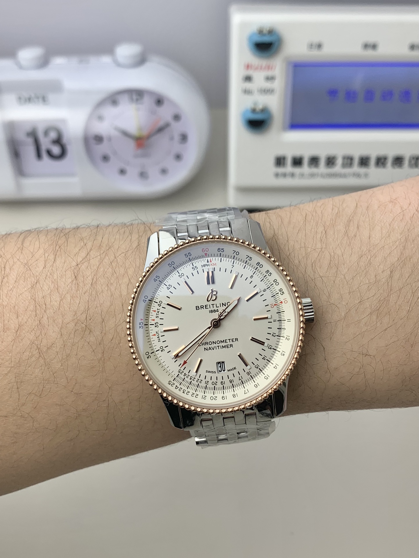 Breitling-Navitimer 1 41mm Date Stainless Steel/Rose Gold/Steel White Dial TF A2824 Automatic - Image 7
