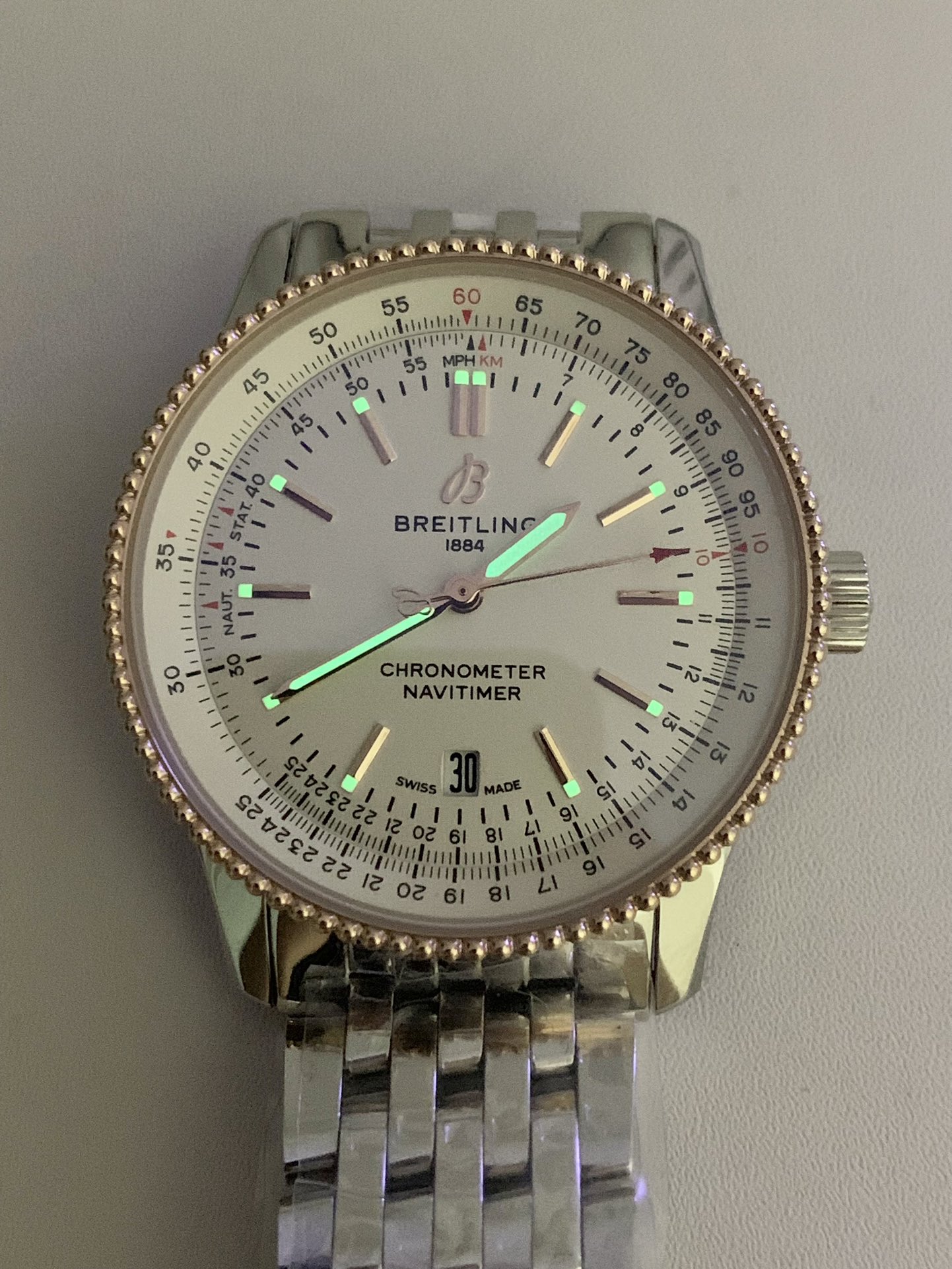 Breitling-Navitimer 1 41mm Date Stainless Steel/Rose Gold/Steel White Dial TF A2824 Automatic - Image 10
