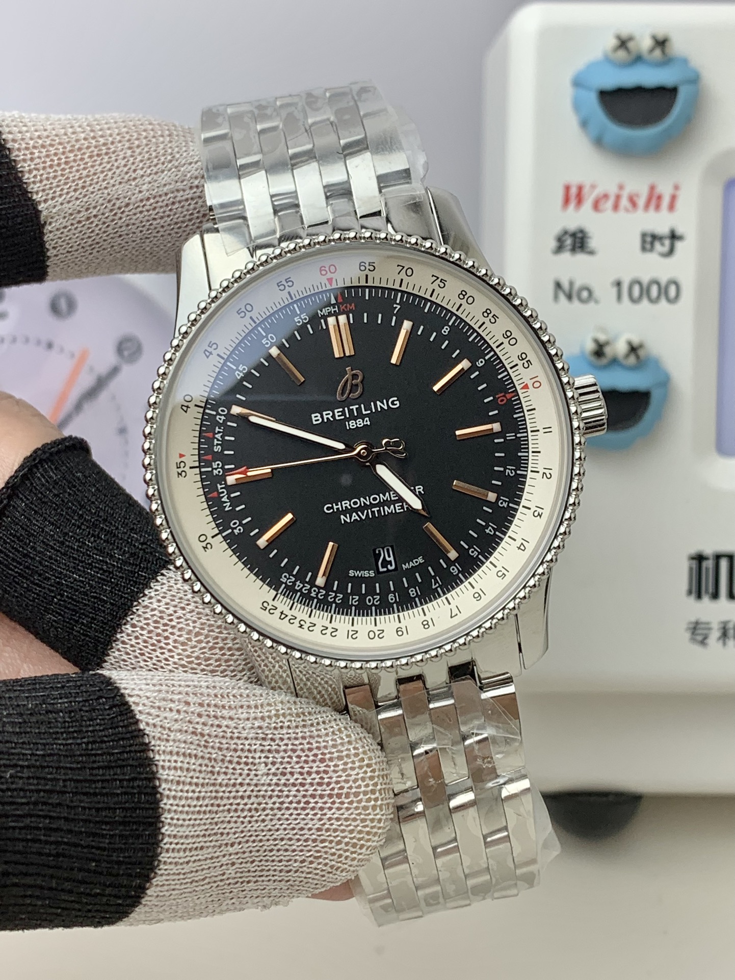 Breitling-Navitimer 1 41mm Date Stainless Steel/Steel Black Dial TF A2824 Automatic - Image 3