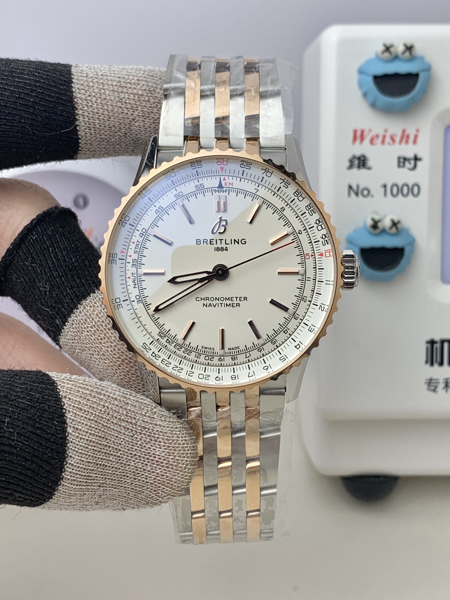 Breitling-Navitimer 1 38mm Two Tone Stainless Steel/Rose Gold White Dial TF A2824 Automatic