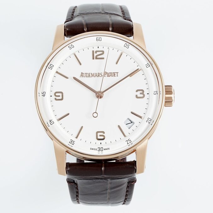 Audemars Piguet-Code 11.59 15210 41mm Rose Gold/Leather White Dial APSF SA4302 Automatic