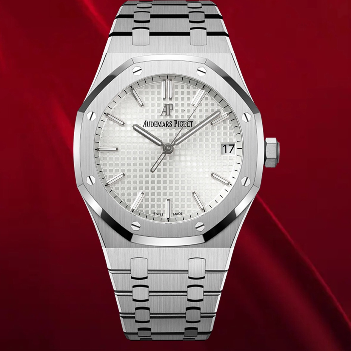Audemars Piguet-Royal Oak 41mm 15500 Stainless Steel/Steel White Dial/Stick Markers APSF SA4302 Automatic