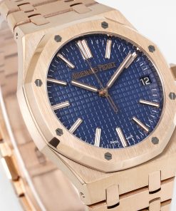 Alternative view of Audemars Piguet-Royal Oak 41mm 15510 Rose Gold/Rose Gold Blue Dial Stick Markers APSF A4302 Automatic