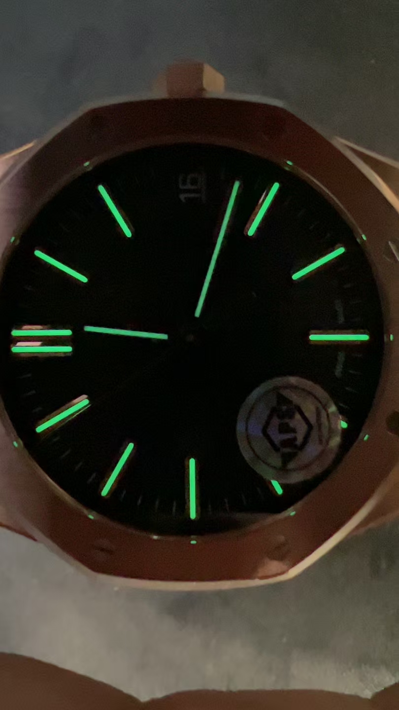 Audemars Piguet-Royal Oak 15510 41mm Frosted Stainless Steel/Steel Green Dial/Stick Markers APSF A4302 Automatic - Image 7