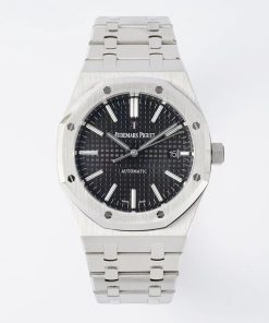Alternative view of Audemars Piguet-Royal Oak 15400 41mm Stainless Steel/Steel Black Dial/Stick Markers APSF SA3120 Automatic