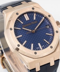 Alternative view of Audemars Piguet-Royal Oak 41mm 15510 Rose Gold/Leather Blue Dial/Stick Markers APSF SA4302 Automatic