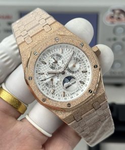 Alternative view of Audemars Piguet-Royal Oak Perpetual Calendar 41mm 26574ST Customized Frosted Yellow Gold White Dial A5134 Automatic