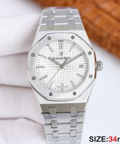 Audemars Piguet-Royal Oak Ladies 77350 34mm Stainless Steel/Steel White Dial ZF A5800 Automatic