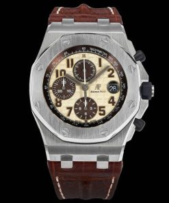 Audemars Piguet-Royal Oak Offshore 26470ST Chronograph 42mm Stainless Steel/Leather Cream/Brown Dials TKF A7750 Automatic