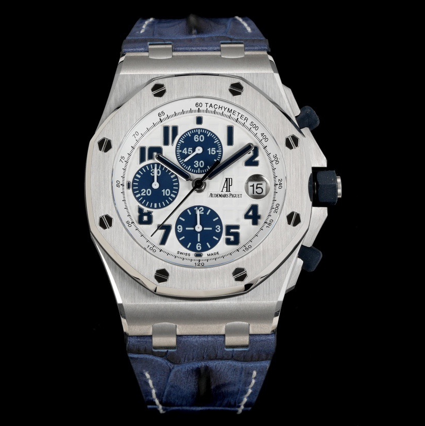Audemars Piguet-Royal Oak Offshore 26470ST Chronograph 42mm Stainless Steel/Leather White/Blue Dials TKF A7750 Automatic