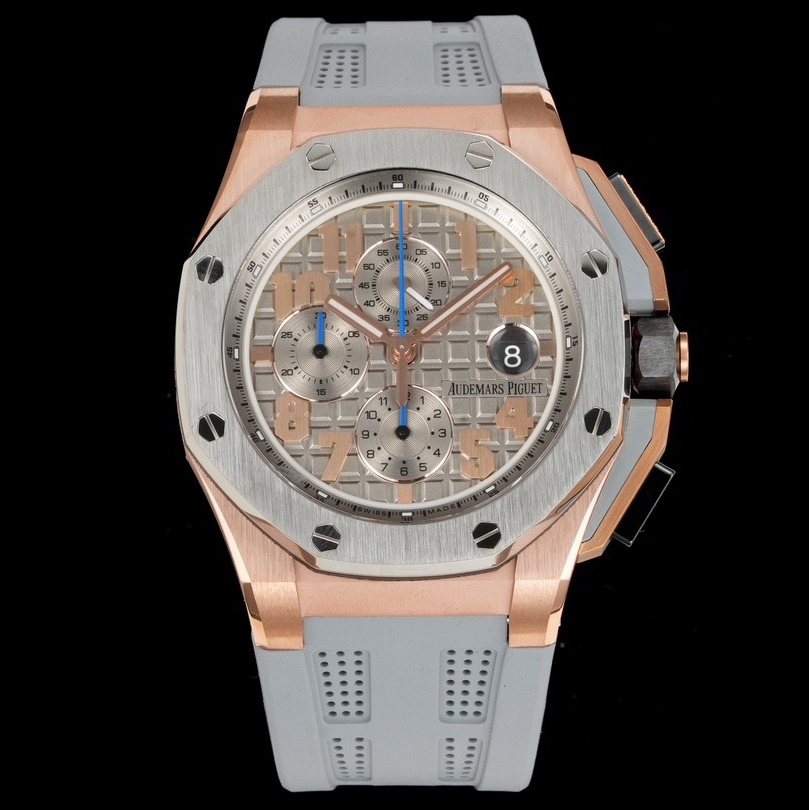 Audemars Piguet-Royal Oak Offshore 26400 Chronograph 44mm Rose Gold/Rubber Grey/Silver Dials TKF A7750 Automatic