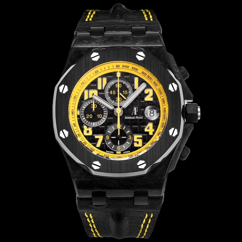 Audemars Piguet-Royal Oak Offshore 26470 Chronograph 42mm Carbon TPT/Leather Black Dials TKF A7750 Automatic