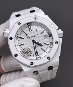 Alternative view of Audemars Piguet-Royal Oak Diver 15707CB 42mm White Ceramic/RU White Dial APSF SA3120 Automatic
