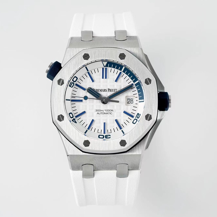 Audemars Piguet-Royal Oak Diver 15710(Display Back) 42mm White Stainless Steel/Rubber White Dial APSF SA3120 Automatic