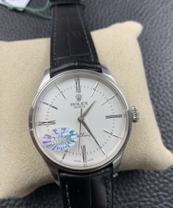 Alternative view of Rolex-Cellini Time 50505 39mm Stainless Steel/Leather White Dial Stick/Roman Markers MKSF AS3132 Automatic