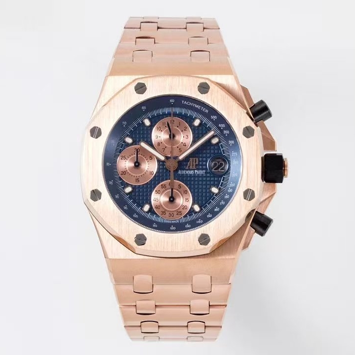 Audemars Piguet-Royal Oak Offshore 26238 Chronograph 42mm Rose Gold/Rose Gold Blue Dial APF A7750 Automatic