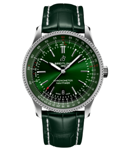 Breitling-Navitimer 1 38mm Stainless Steel/Leather Green Dial TF A2824 Automatic