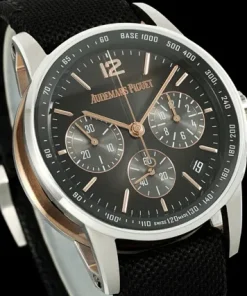 Alternative view of Audemars Piguet-Code11.59 Chronograph 26393 41mm Stainless Steel/Leather Gradient Grey Dial APPF A7750 Automatic