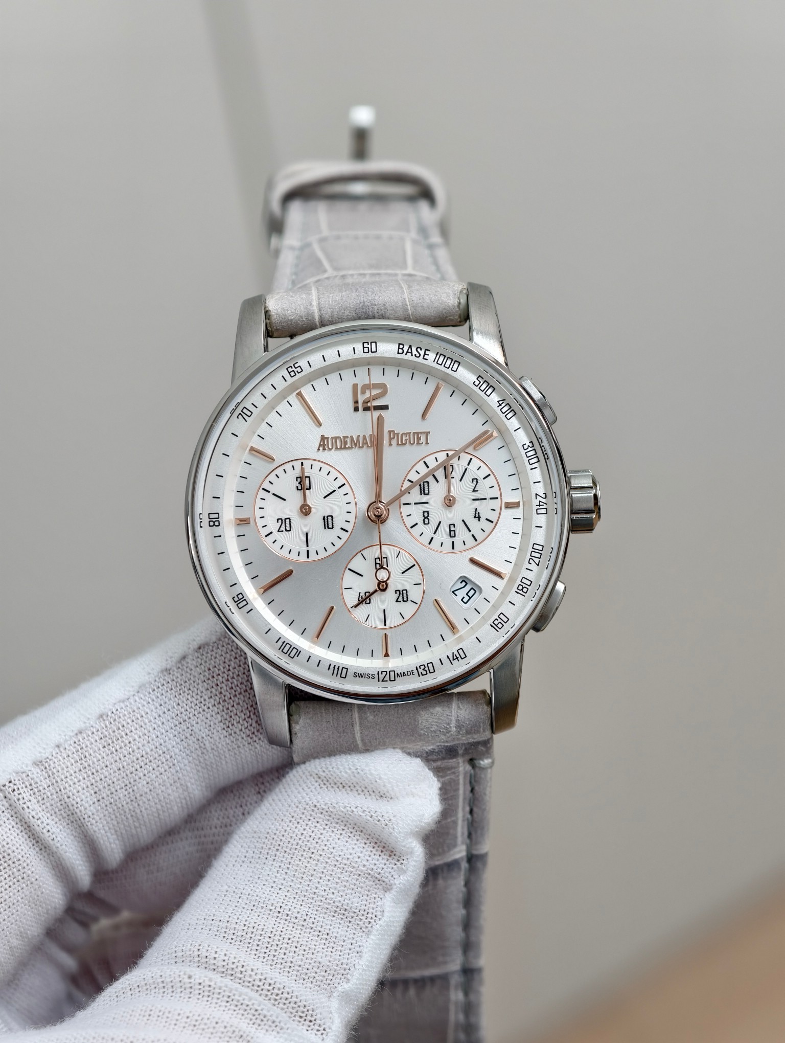 Audemars Piguet-Code11.59 Chronograph 26393 41mm Satinless Steel/Leather Silver Dial APSF SH4401 Automatic - Image 3