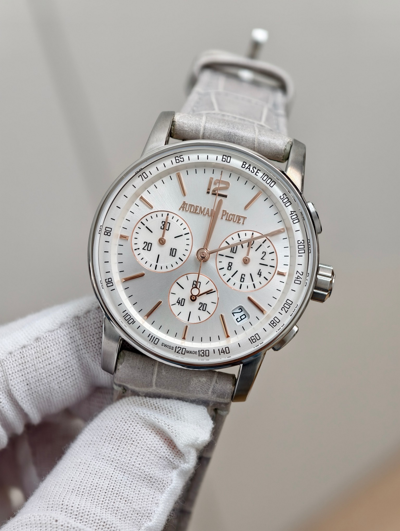 Audemars Piguet-Code11.59 Chronograph 26393 41mm Satinless Steel/Leather Silver Dial APSF SH4401 Automatic - Image 4