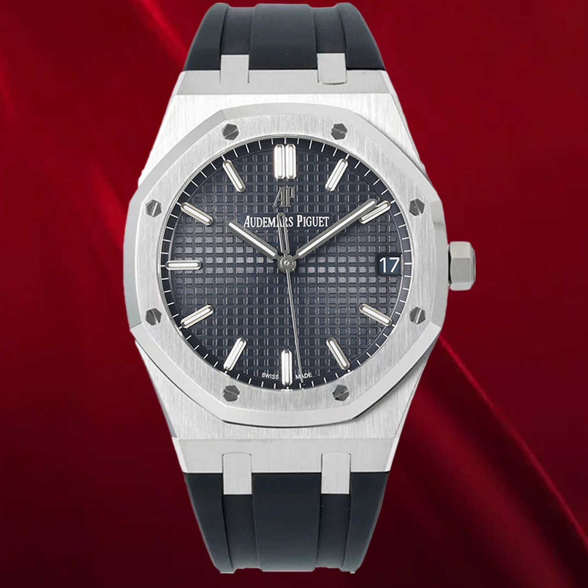 Audemars Piguet-Royal Oak 41mm 15500 Stainless Steel/Rubber Blue Dial/Stick Markers APSF SA4302 Automatic