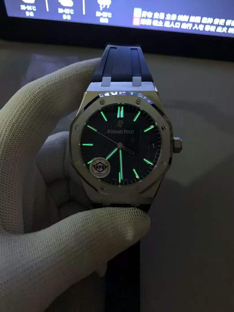 Audemars Piguet-Royal Oak 41mm 15500 Stainless Steel/Rubber Blue Dial/Stick Markers APSF SA4302 Automatic - Image 10