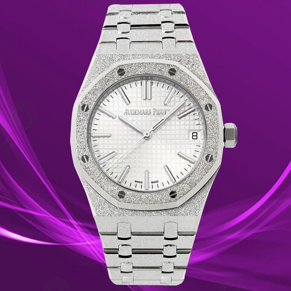 Audemars Piguet-Royal Oak 15510 41mm Frosted Stainless Steel/Steel White Dial/Stick Markers APSF A4302 Automatic