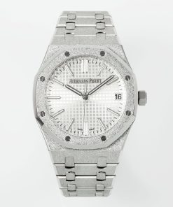 Alternative view of Audemars Piguet-Royal Oak 15510 41mm Frosted Stainless Steel/Steel White Dial/Stick Markers APSF A4302 Automatic