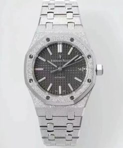 Audemars Piguet-Royal Oak 15454 37mm Frosted Stainless Steel/Steel Grey Dial APSF SA3120 Automatic