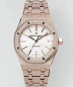 Audemars Piguet-Royal Oak 15454 37mm Frosted Rose Gold/Rose Gold White Dial APSF SA3120 Automatic