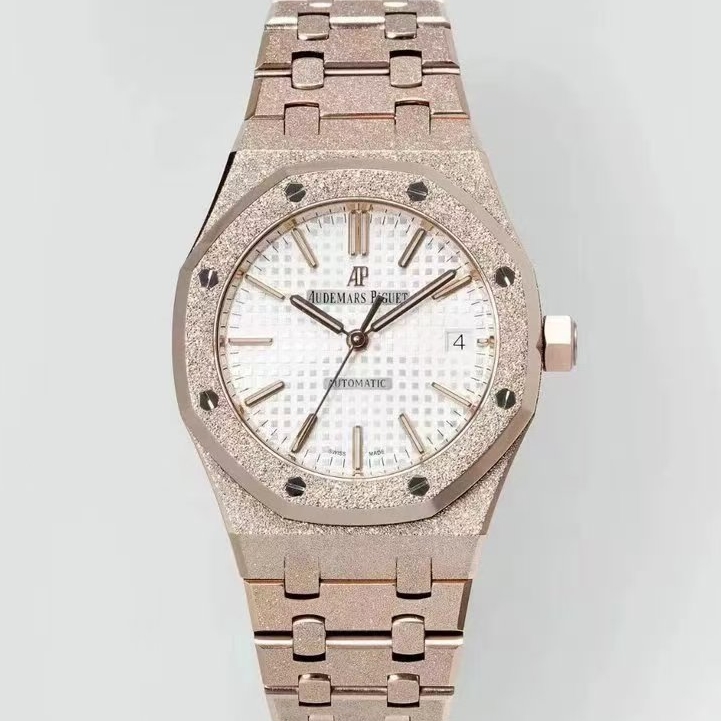 Audemars Piguet-Royal Oak 15454 37mm Frosted Rose Gold/Rose Gold White Dial APSF SA3120 Automatic