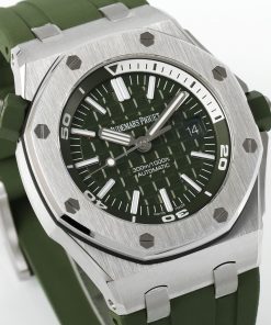 Alternative view of Audemars Piguet-Royal Oak Offshore Diver 15710(Display Back) 42mm Stainless Steel/Rubber Green Dial APSF SA3120 Automatic