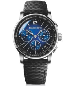 Audemars Piguet-Code11.59 Chronograph 26393 41mm Satinless Steel/Leather Gradient Blue Dial APSF SH4401 Automatic
