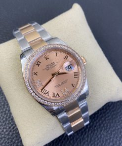 Alternative view of Rolex-Datejust 126281 36mm Oyster Diamonds Rose Gold/Steel Gold Dial Roman Markers EWF VR3235 Automatic