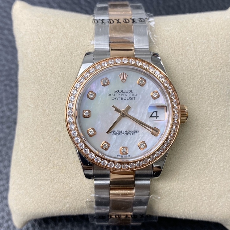 Rolex-Datejust 126281 36mm Diamonds Oyster Rose Gold/Steel Mother-Of-Pearl Dial Diamond Markers EWF VR3235 Automatic