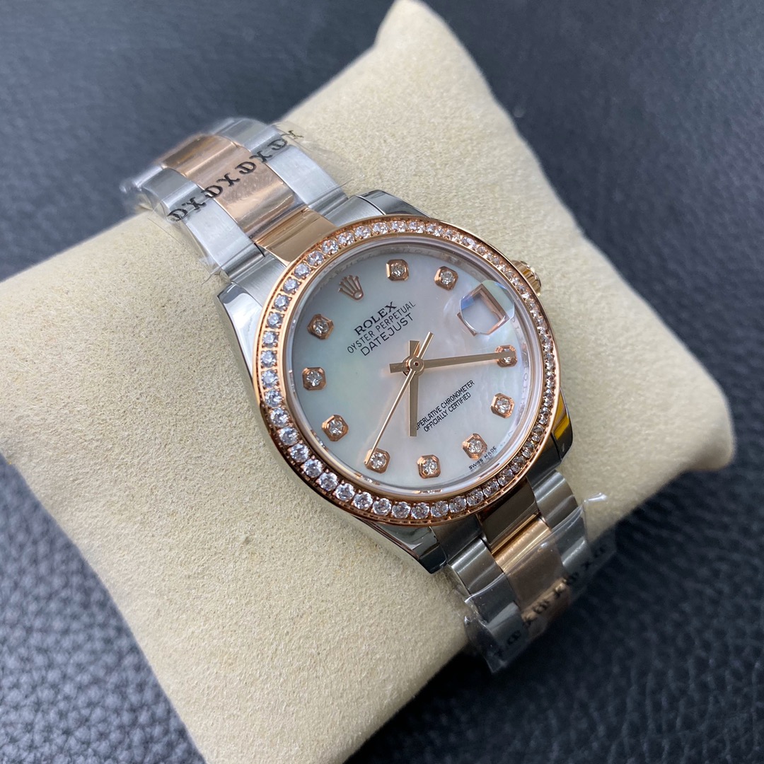 Rolex-Datejust 126281 36mm Diamonds Oyster Rose Gold/Steel Mother-Of-Pearl Dial Diamond Markers EWF VR3235 Automatic - Image 2