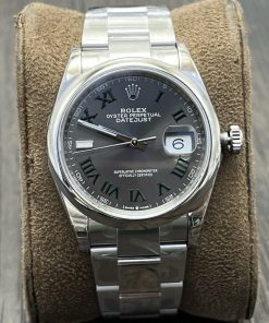 Rolex-Datejust 126200 36mm Oyster stainless Steel/Steel Grey Wimbledon Dial Roman Markers VSF DD3235 Automatic