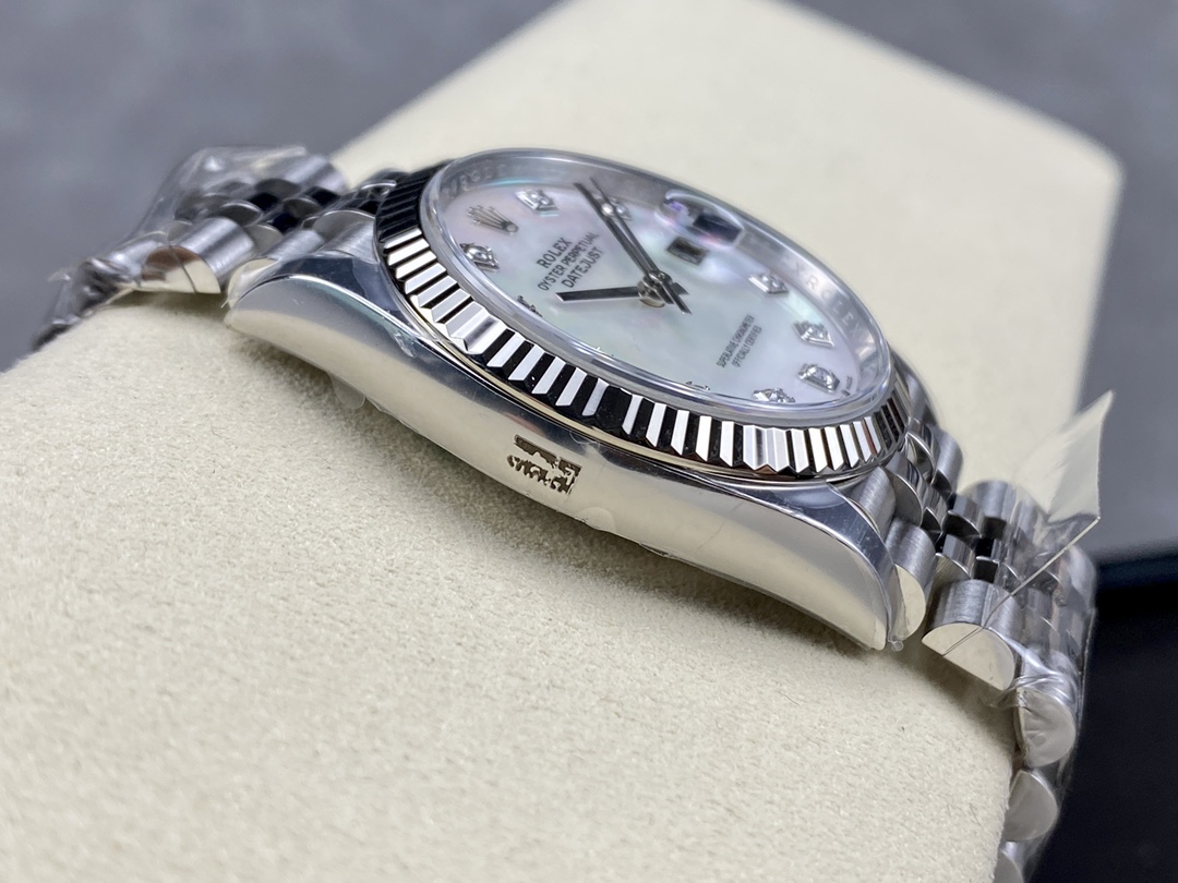 Rolex-Datejust 126234 36mm Jubilee Stainless Steel/Steel Mother-Of-Pearl Dial Diamonds Markers Clean DD3235 Automatic - Image 5