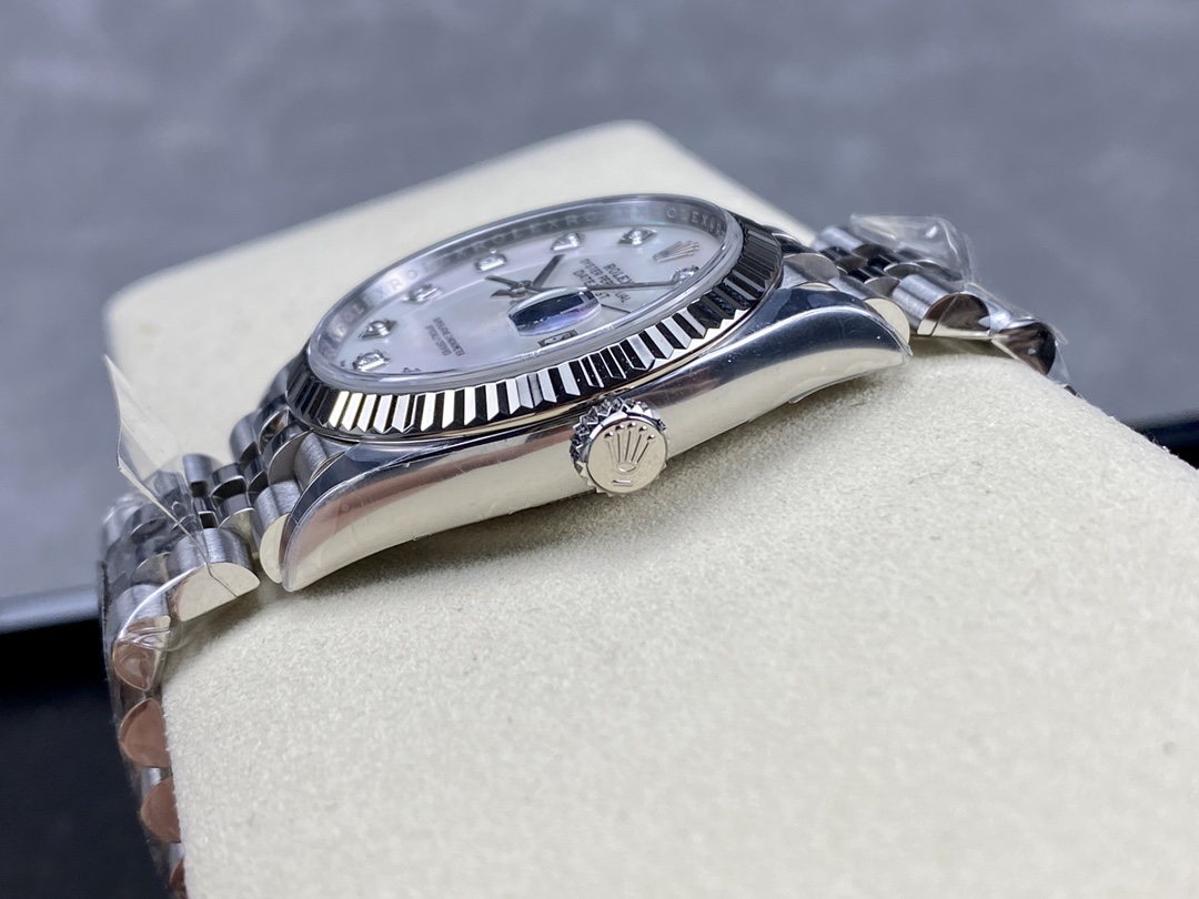 Rolex-Datejust 126234 36mm Jubilee Stainless Steel/Steel Mother-Of-Pearl Dial Diamonds Markers Clean DD3235 Automatic - Image 6