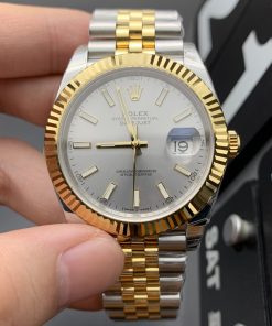 Rolex-Datejust 126333 41mm Jubilee Yellow Gold/Steel Silver Dial Stick Markers Clean DD3235 Automatic