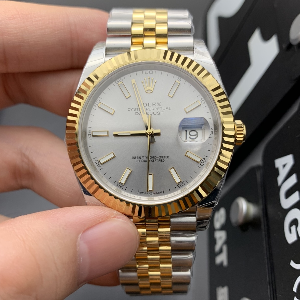 Rolex-Datejust 126333 41mm Jubilee Yellow Gold/Steel Silver Dial Stick Markers Clean DD3235 Automatic