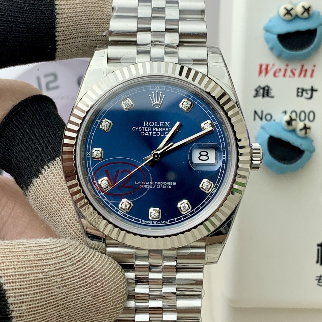 Rolex-Datejust 126334 41mm Jubilee Stainless Steel/Steel Blue Dial Diamonds Markers VSF DD3235 Automatic