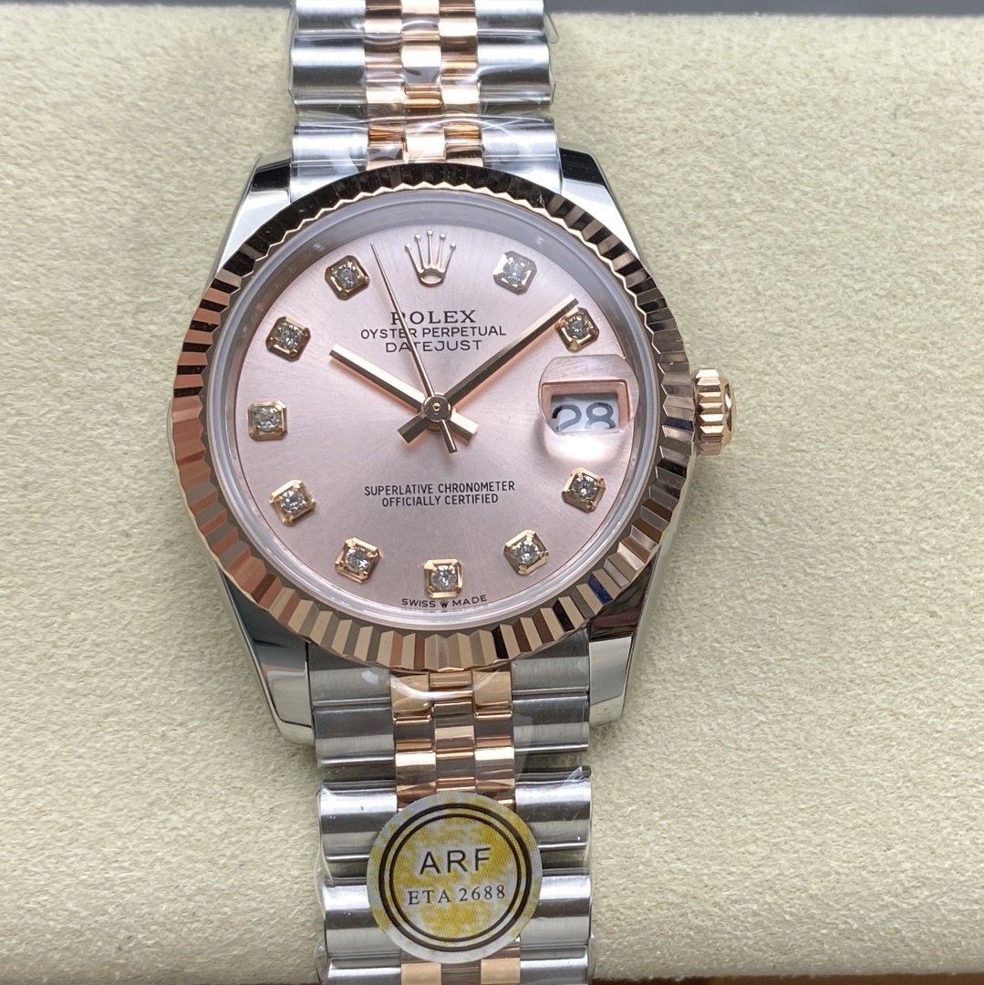 Rolex-Datejust 278271 Ladies 31mm Jubilee Stainless Steel/Rose Gold Pink Dial Diamonds Markers ARF ETA2688 Automatic