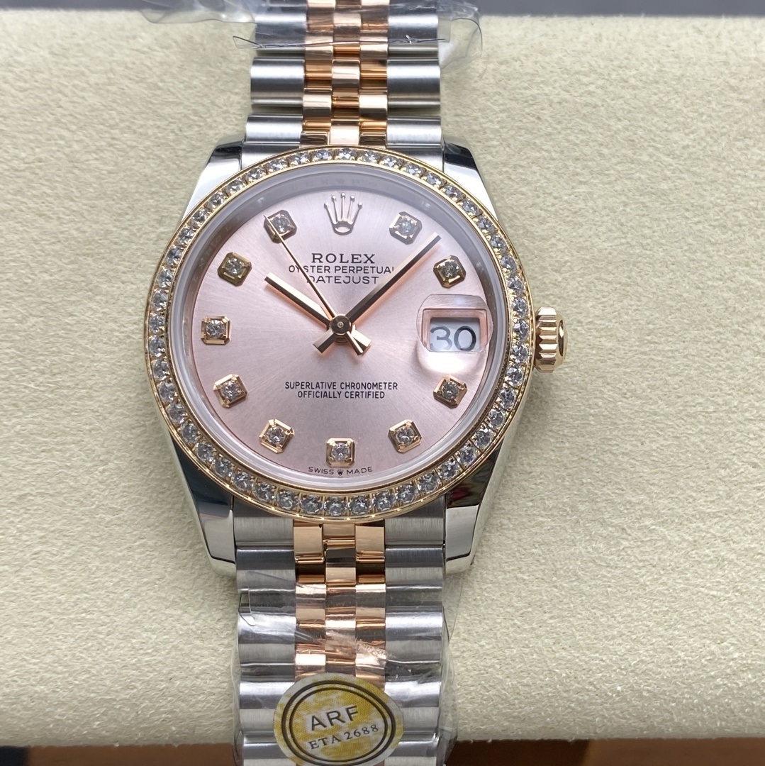 Rolex-Datejust 278381 Ladies 31mm Jubilee Diamonds Stainless Steel/Rose Gold Pink Dial Diamonds Markers ARF ETA2688 Automatic
