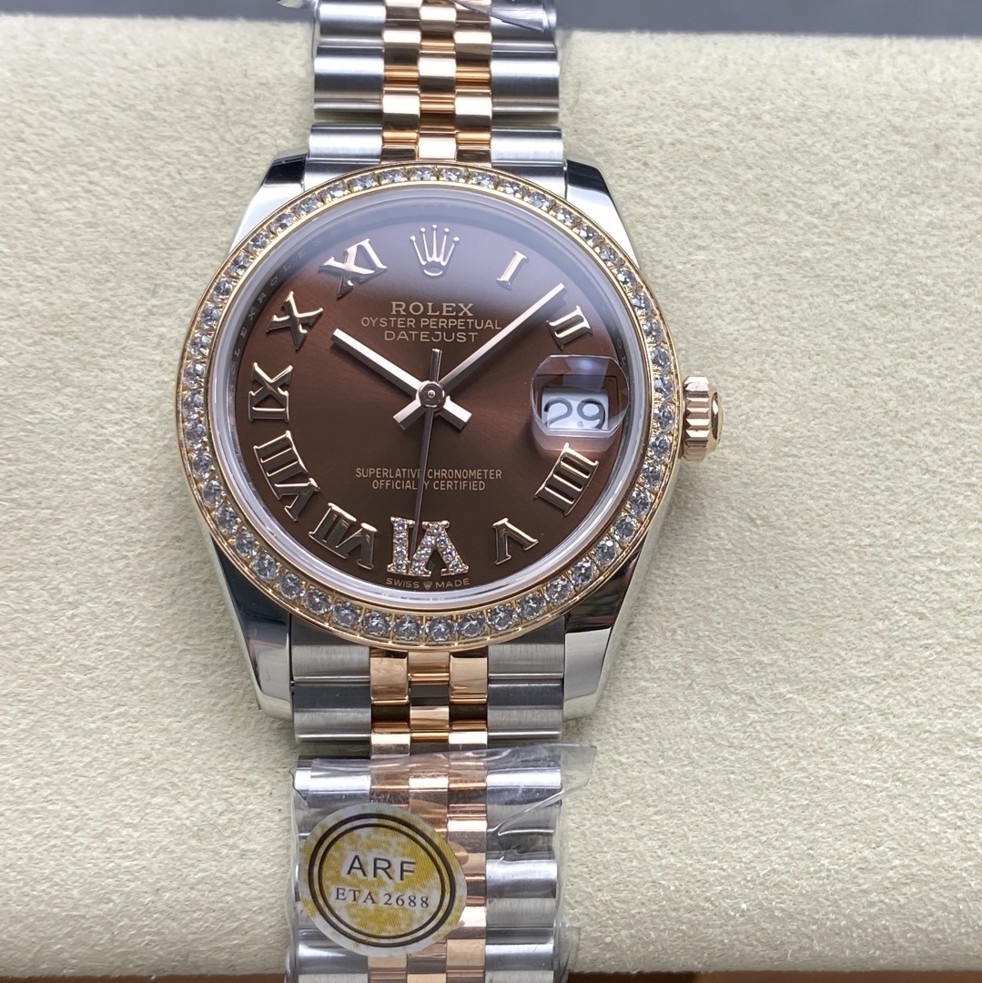 Rolex-Datejust 278381 Ladies 31mm Jubilee Diamonds Stainless Steel/Rose Gold Brown Chocolate Dial Roman Markers ARF ETA2688 Automatic